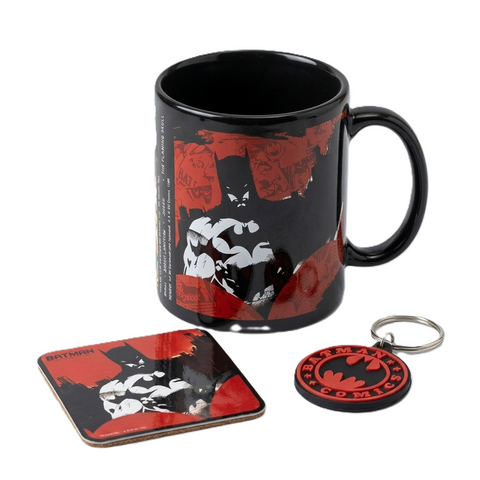 Official Warner Bros. World Abu Dhabi - Batman Gift Set - Ceramic Mug with Keychain and Coaster - 11oz (315ml)