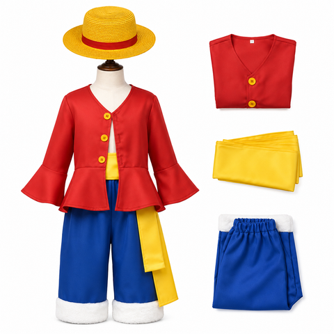 One Piece - Monkey D Luffy Kids Cosplay Costume Full Set